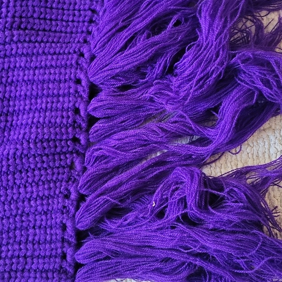 Hanifa Vibrant Purple Fringe Cardigan. Size S/M - Picture 6 of 9